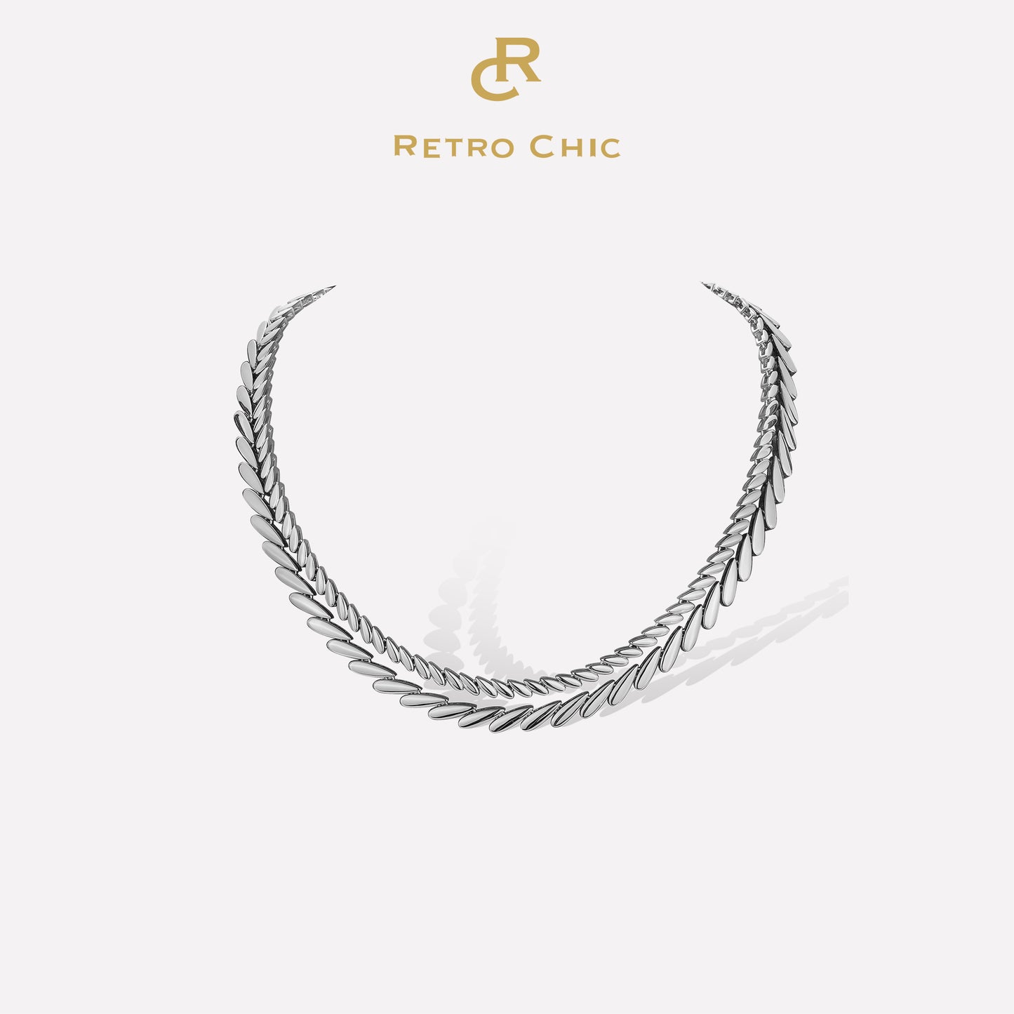 Ears of Wheat Necklace - White Gold Plated