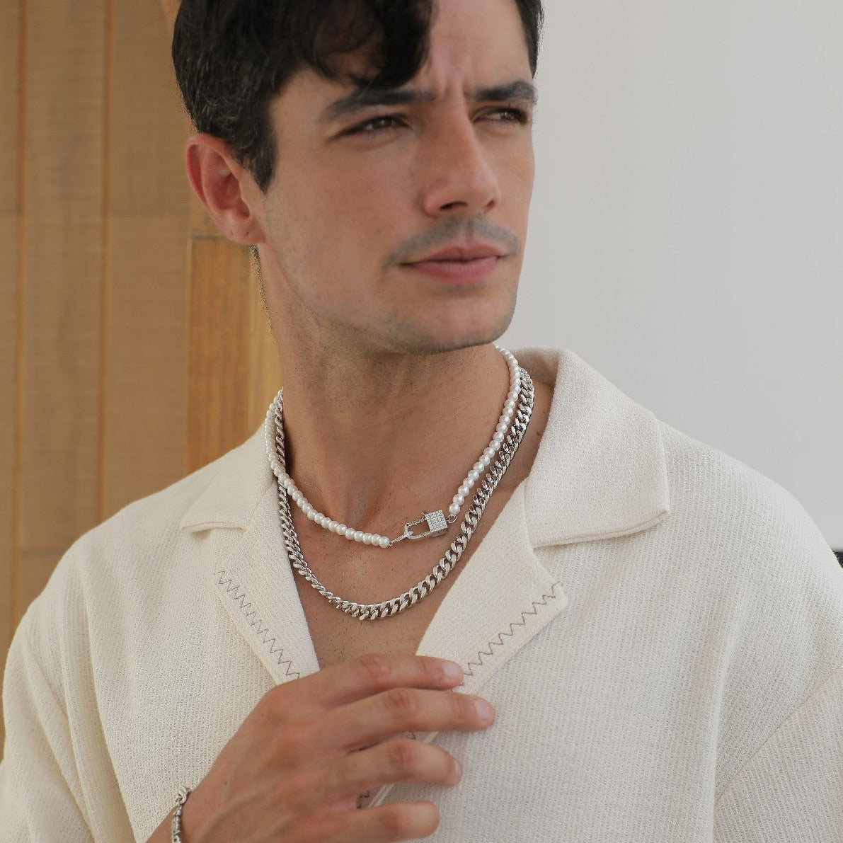 Twin Necklace - White Gold Plated