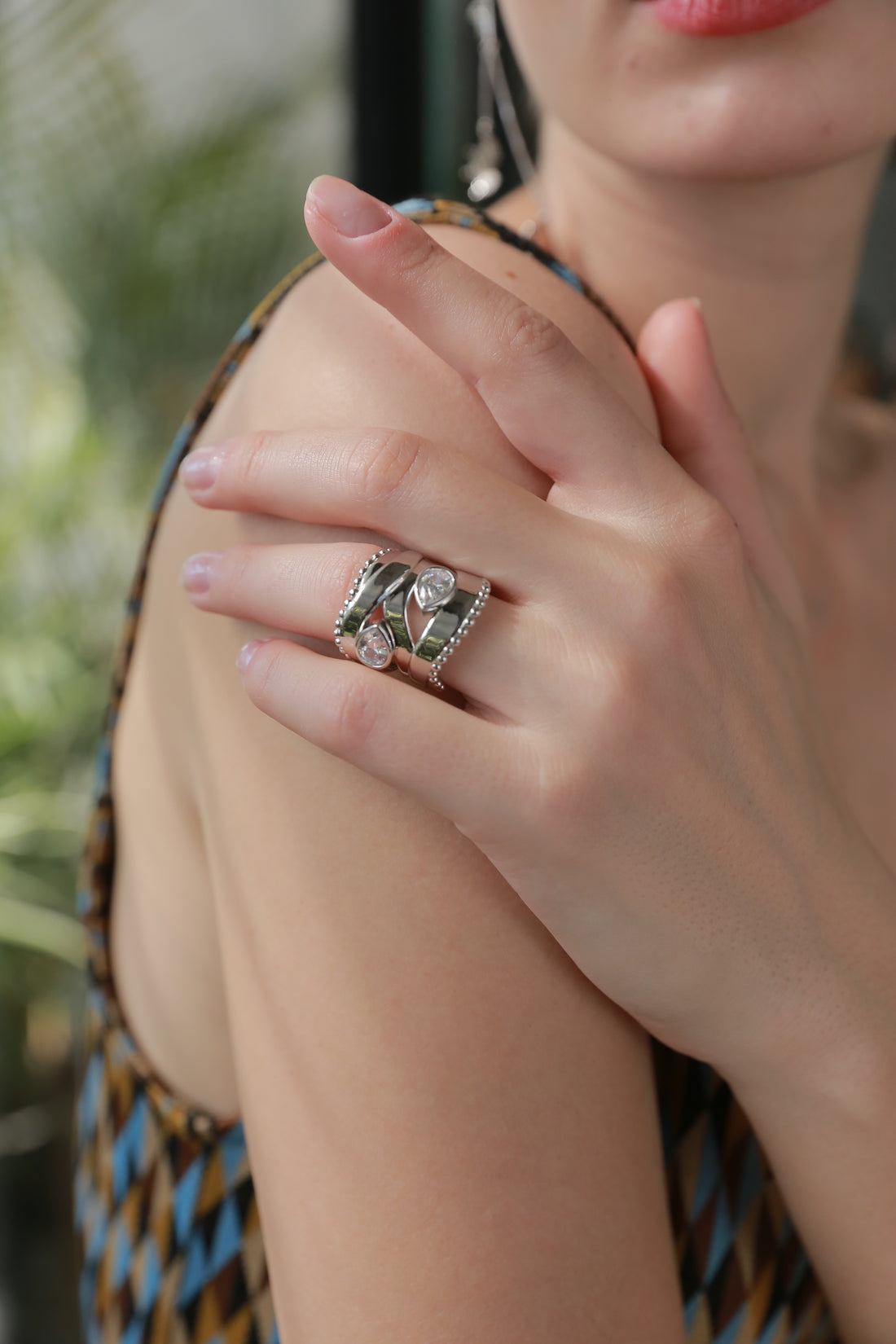 White Gold Plated Droplets Ring