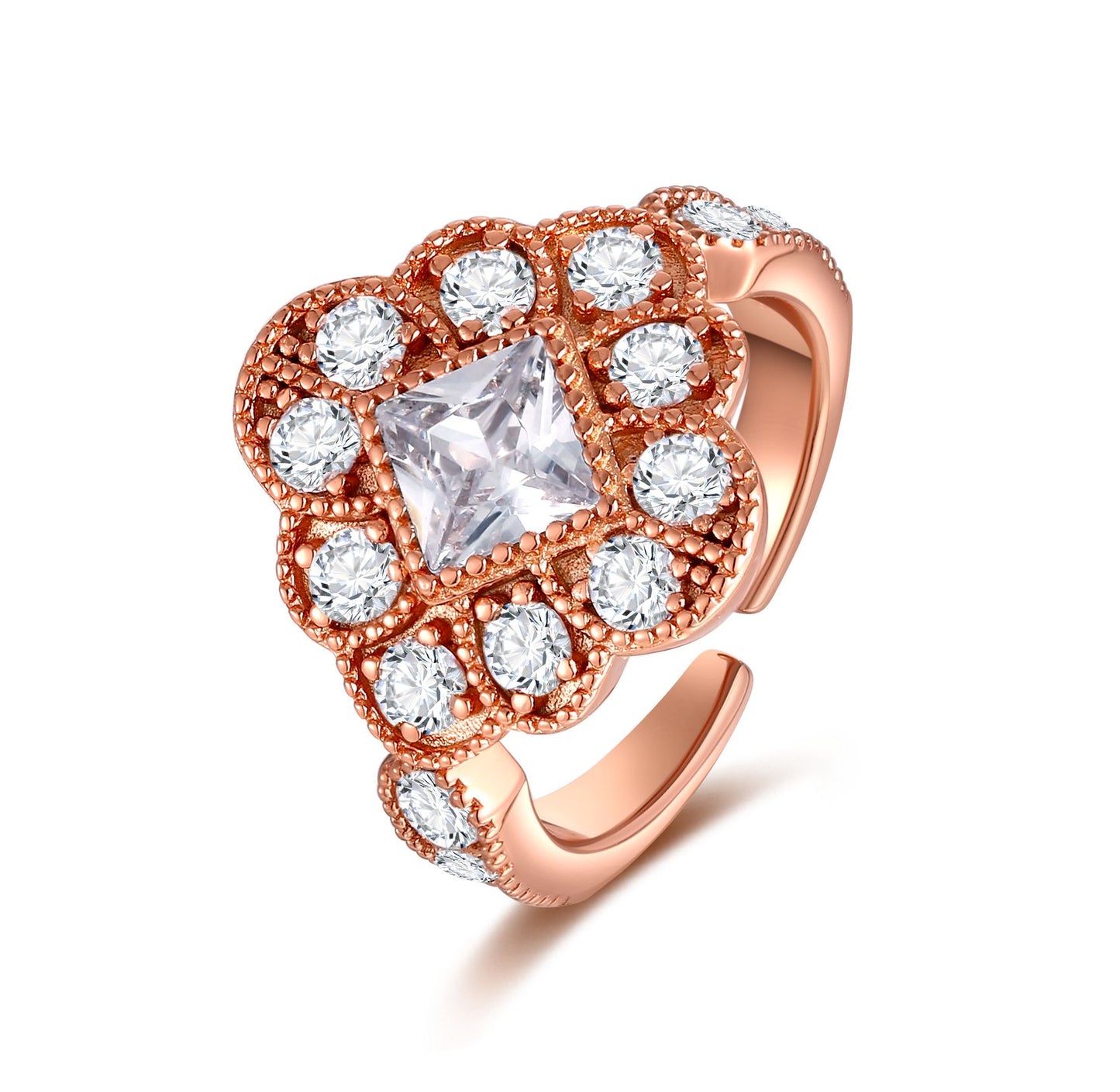 Flower-shaped Beaded Ring