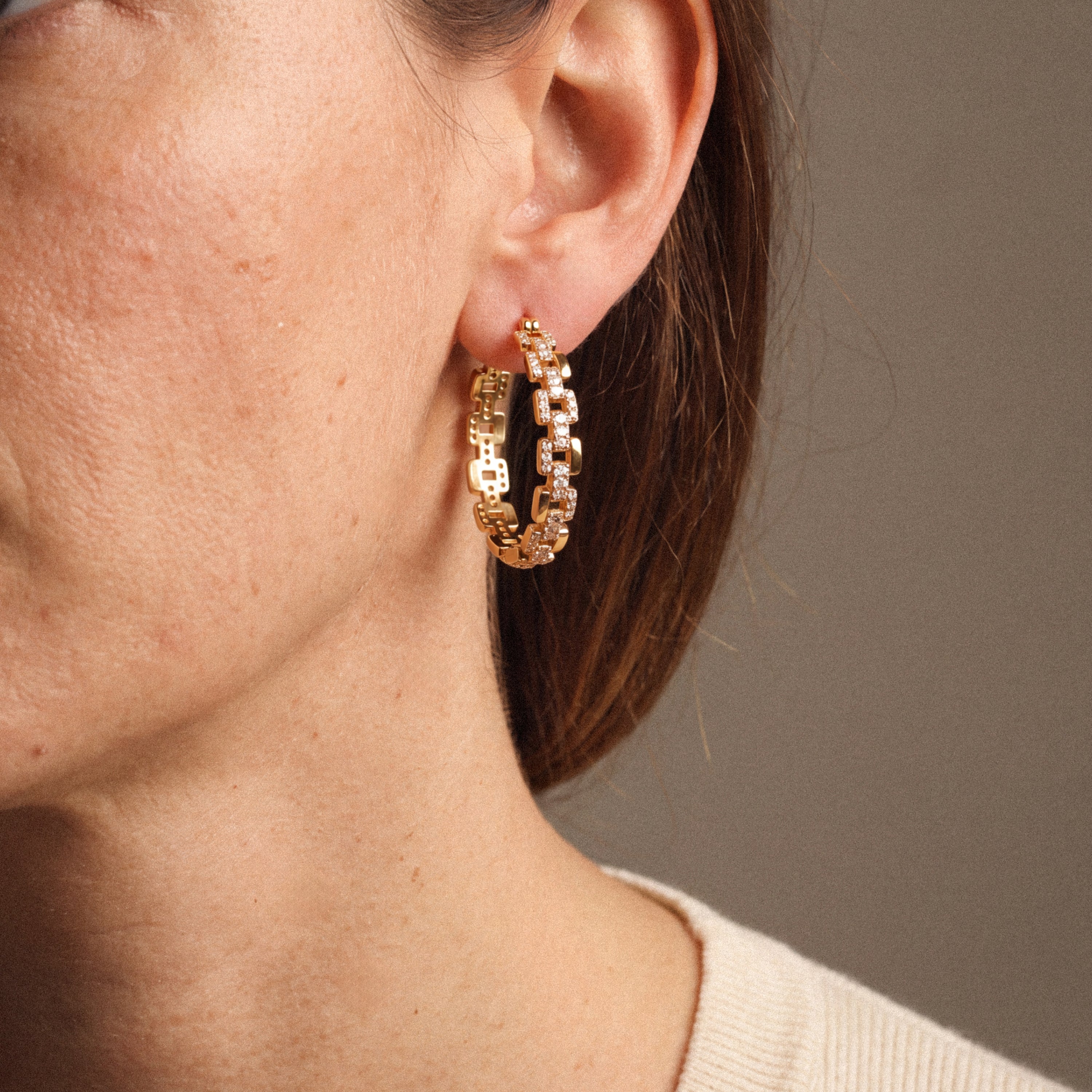 Rome Starlight Chian Hoop Earrings