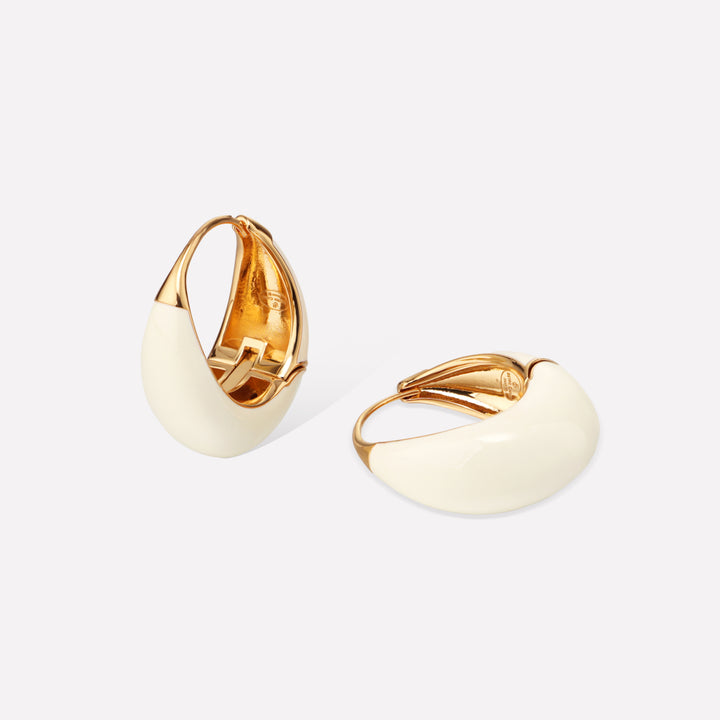 White Drop Hoop Earrings