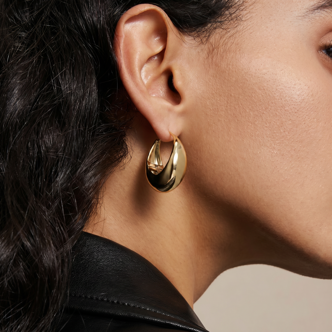 Drop Hoop Earrings - Golden/Silver