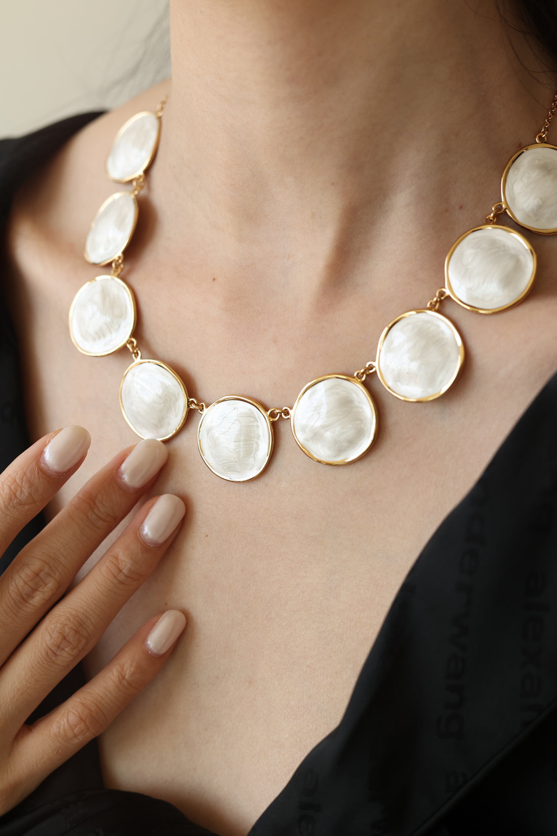 White Enamel Ripple Necklace