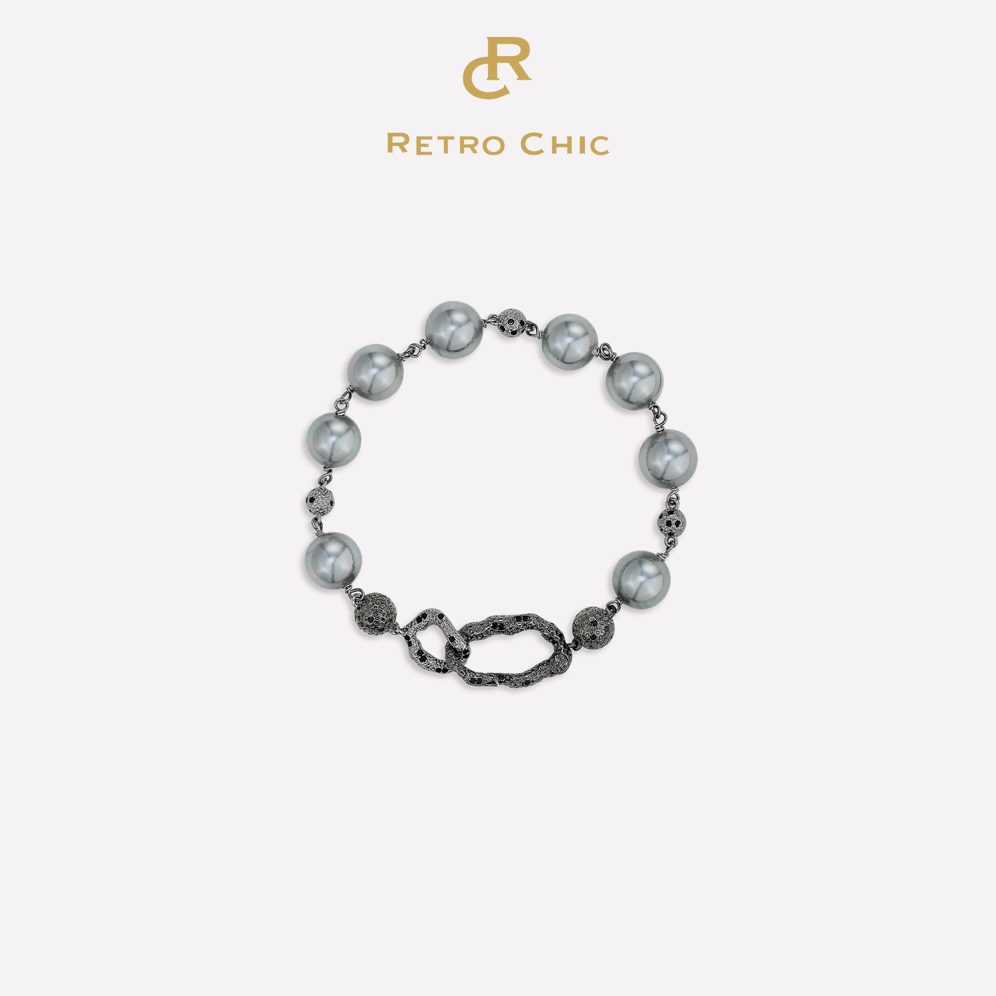 Leopard Shell Pearl Bracelet - Light Gray