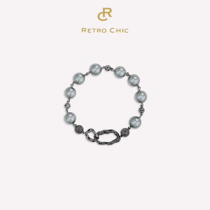 Leopard Shell Pearl Bracelet - Light Gray