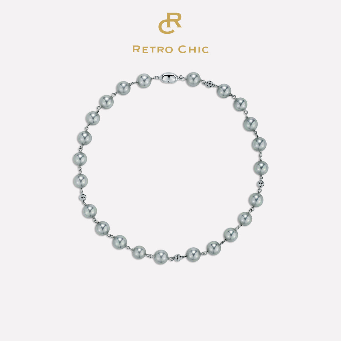 Leopard Shell Pearl Necklace - Light Gray