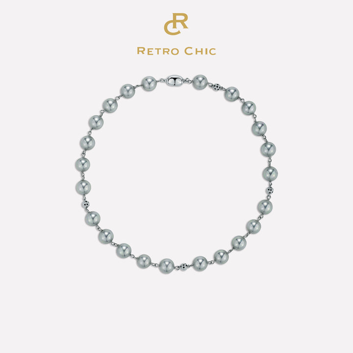 Leopard Shell Pearl Necklace - Light Gray