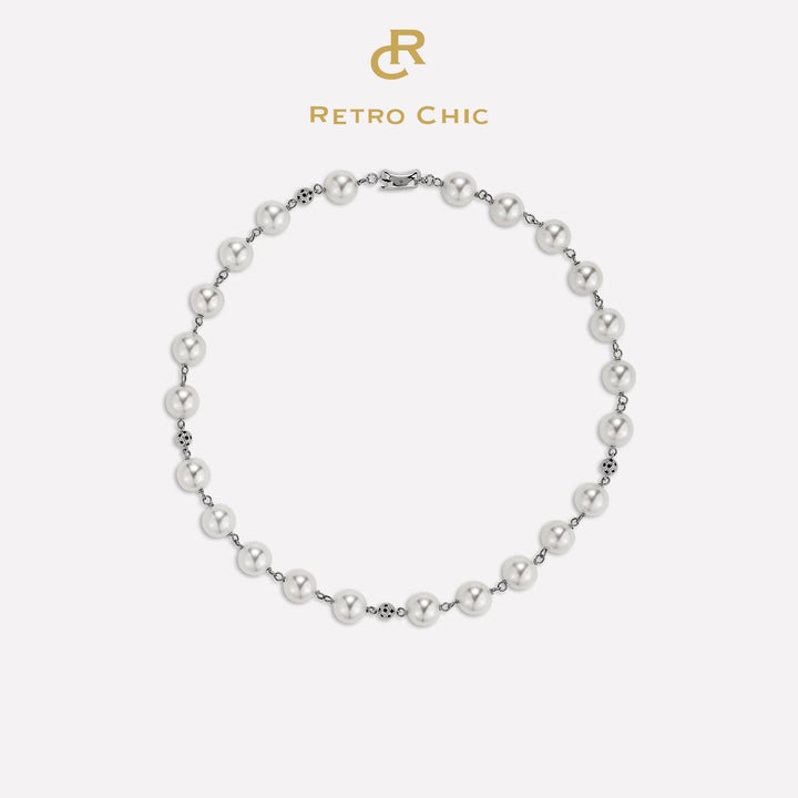 Leopard Shell Pearl Necklace - White