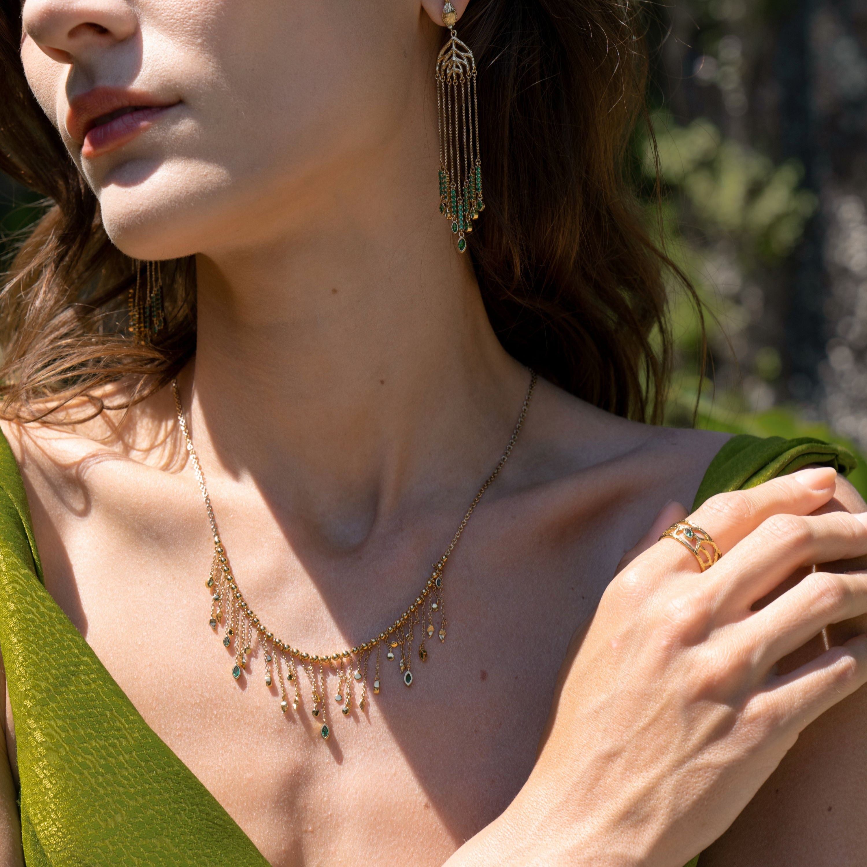 Verdant Whisper Tassels Necklace
