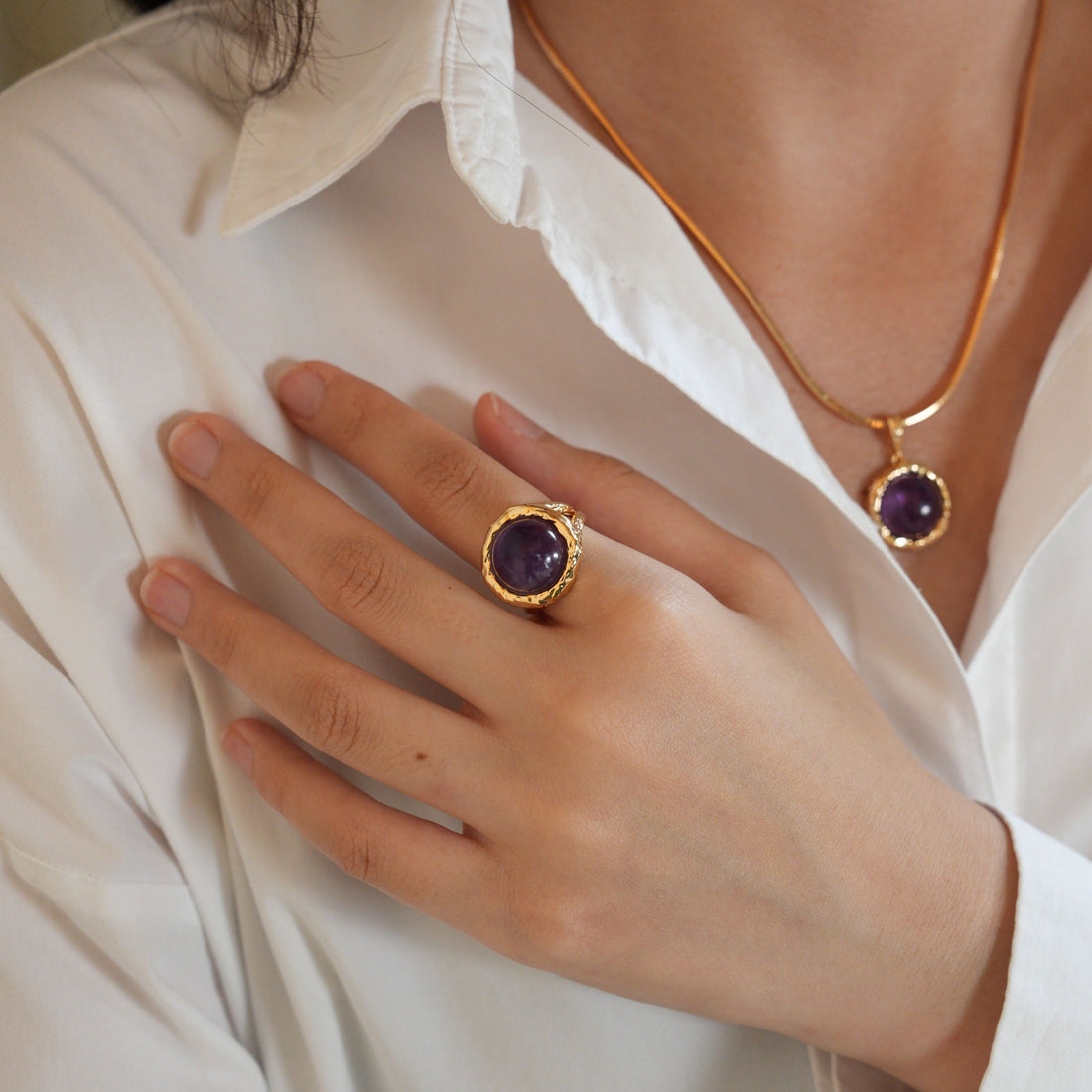 Aeolian Whispers Amethyst Ring