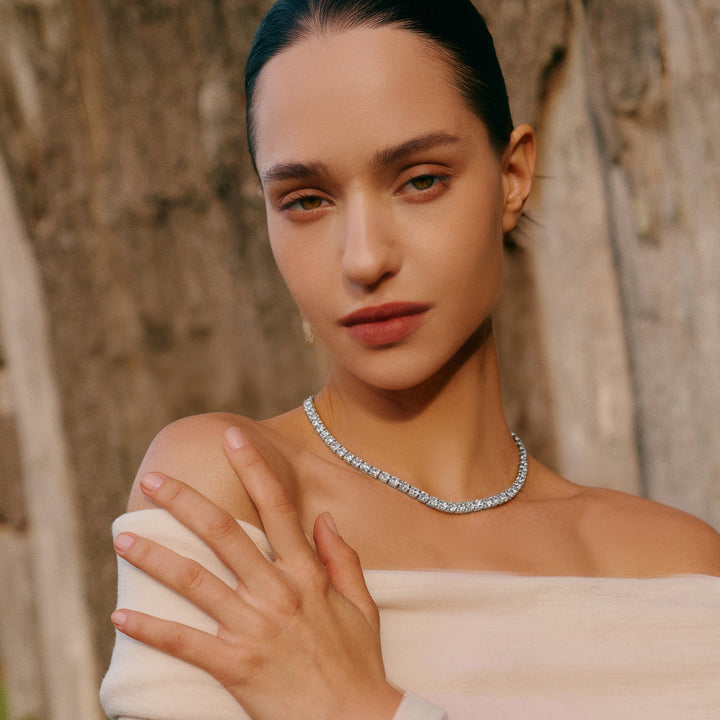 Roman Dusk Silver Tennis Necklace