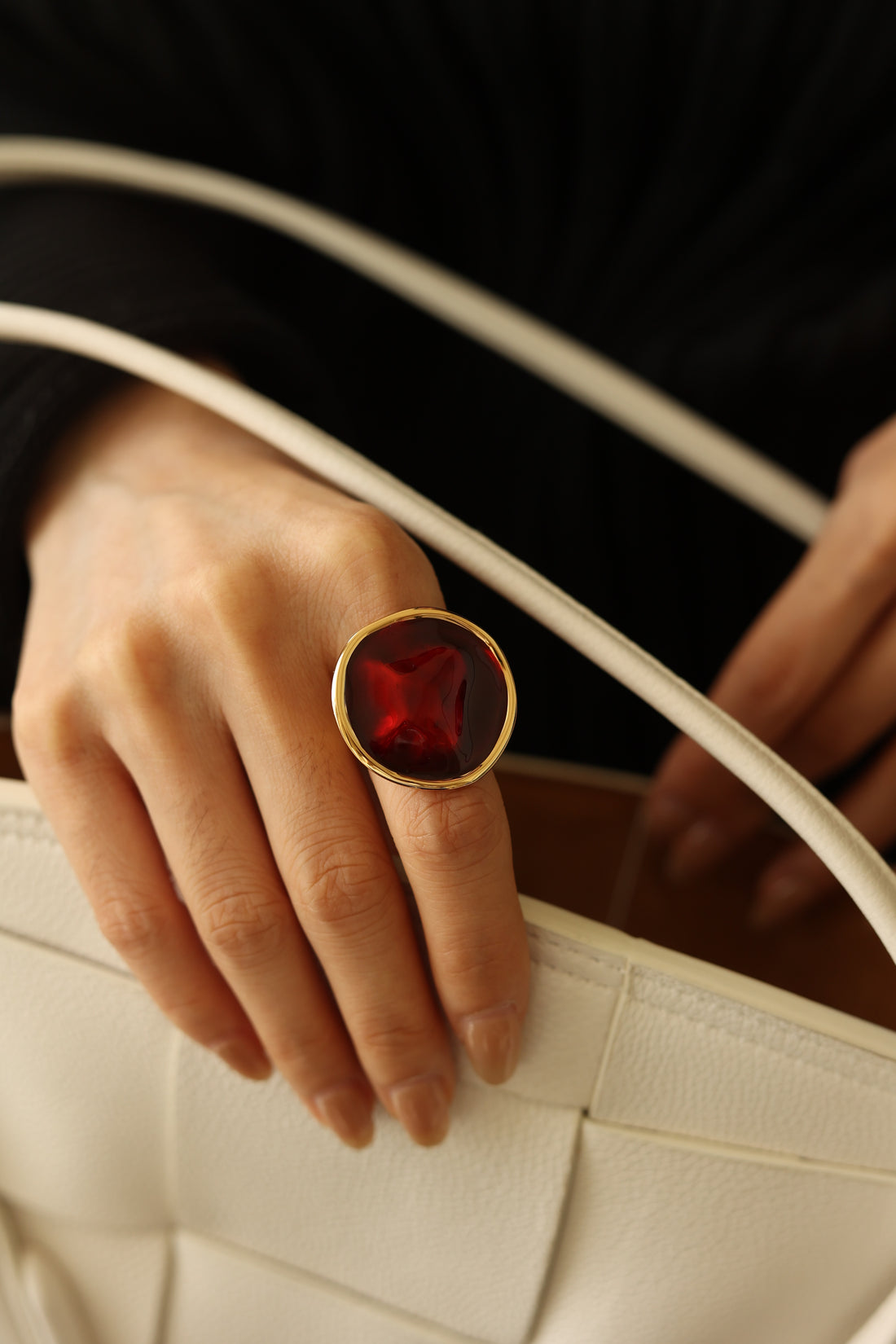 Red Enamel Ripple Ring