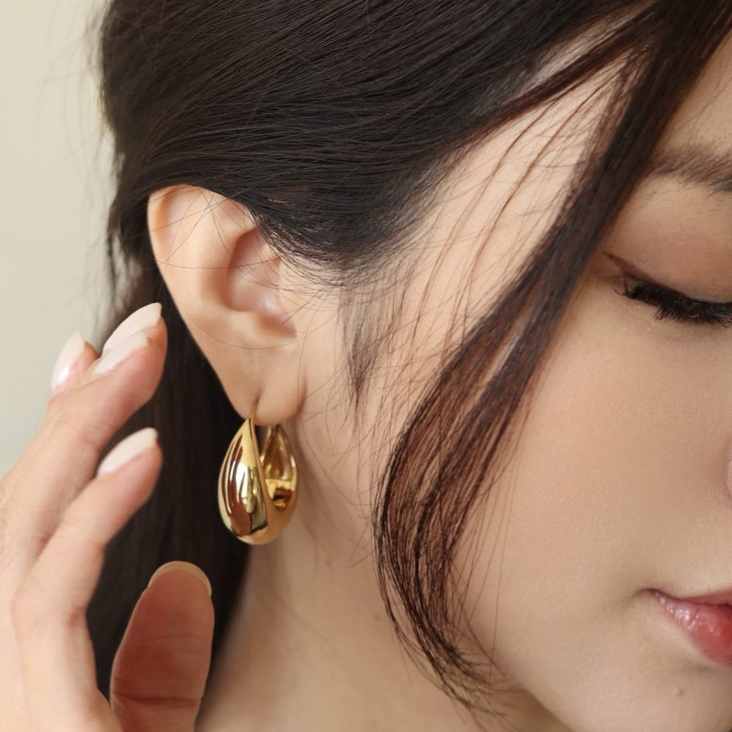 Drop Hoop Earrings - Golden/Silver