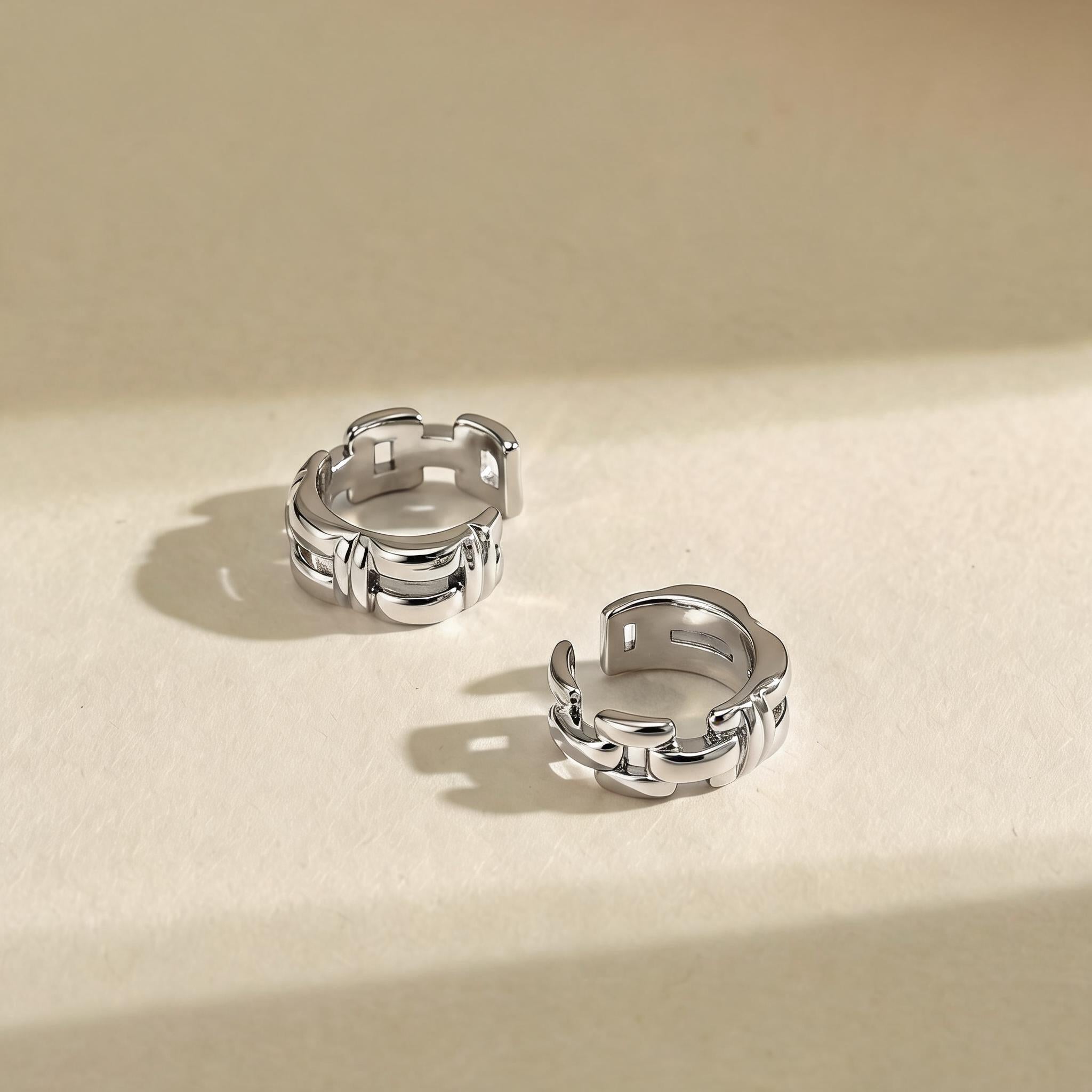 Rome Chain Silver Earrings Large