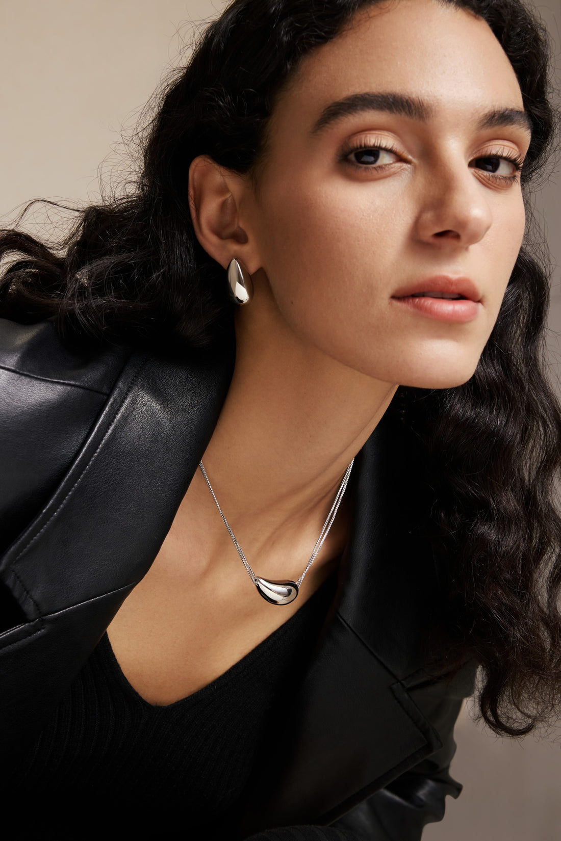 Drop Necklace - White Gold Plated