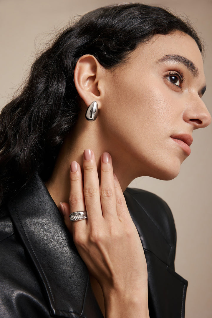 Drop Earrings - White Gold Plated