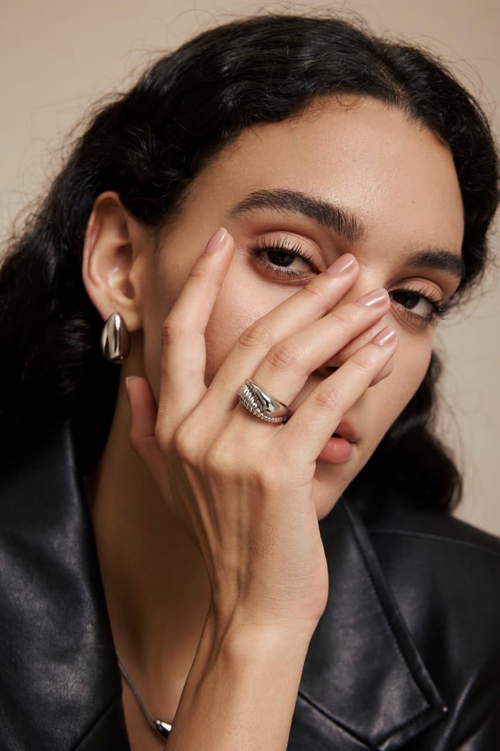 Drop Ring - White Gold Plated