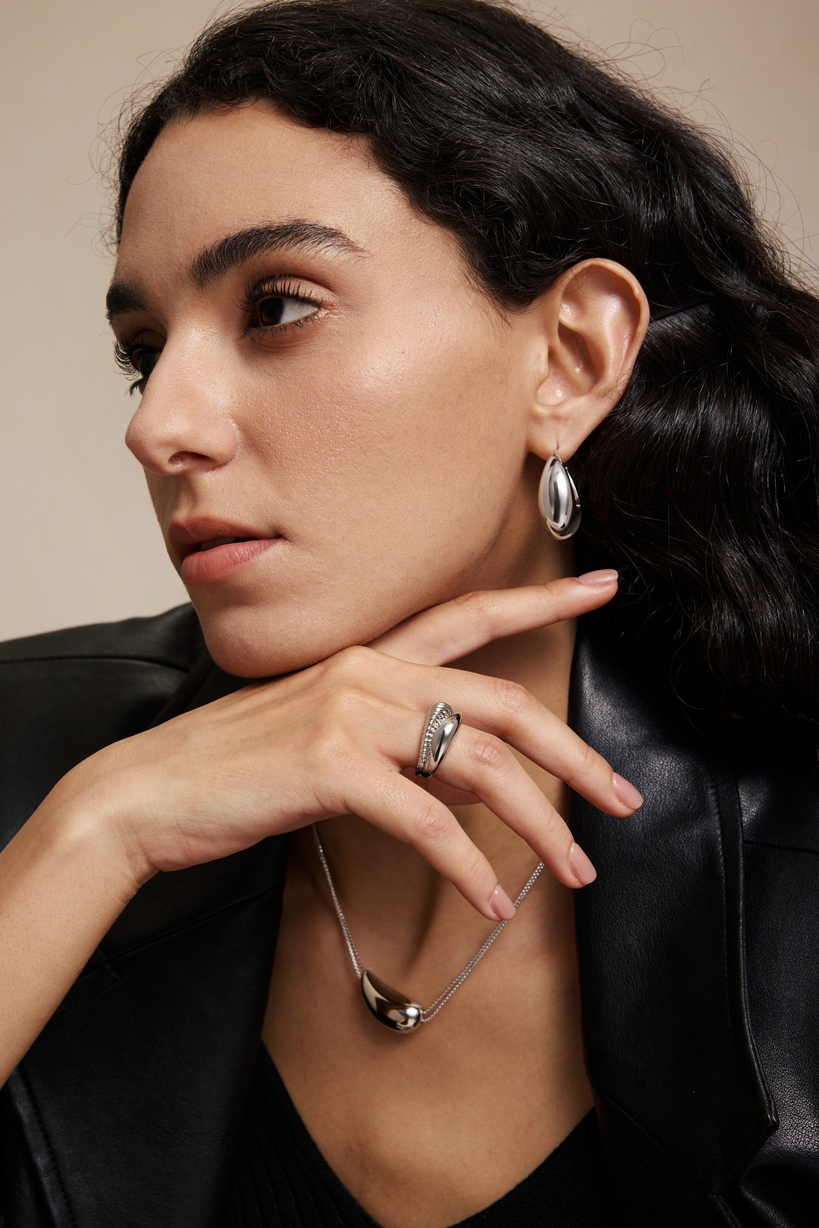 Drop Ring - White Gold Plated