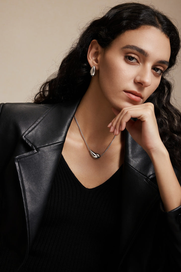 Drop Necklace - White Gold Plated