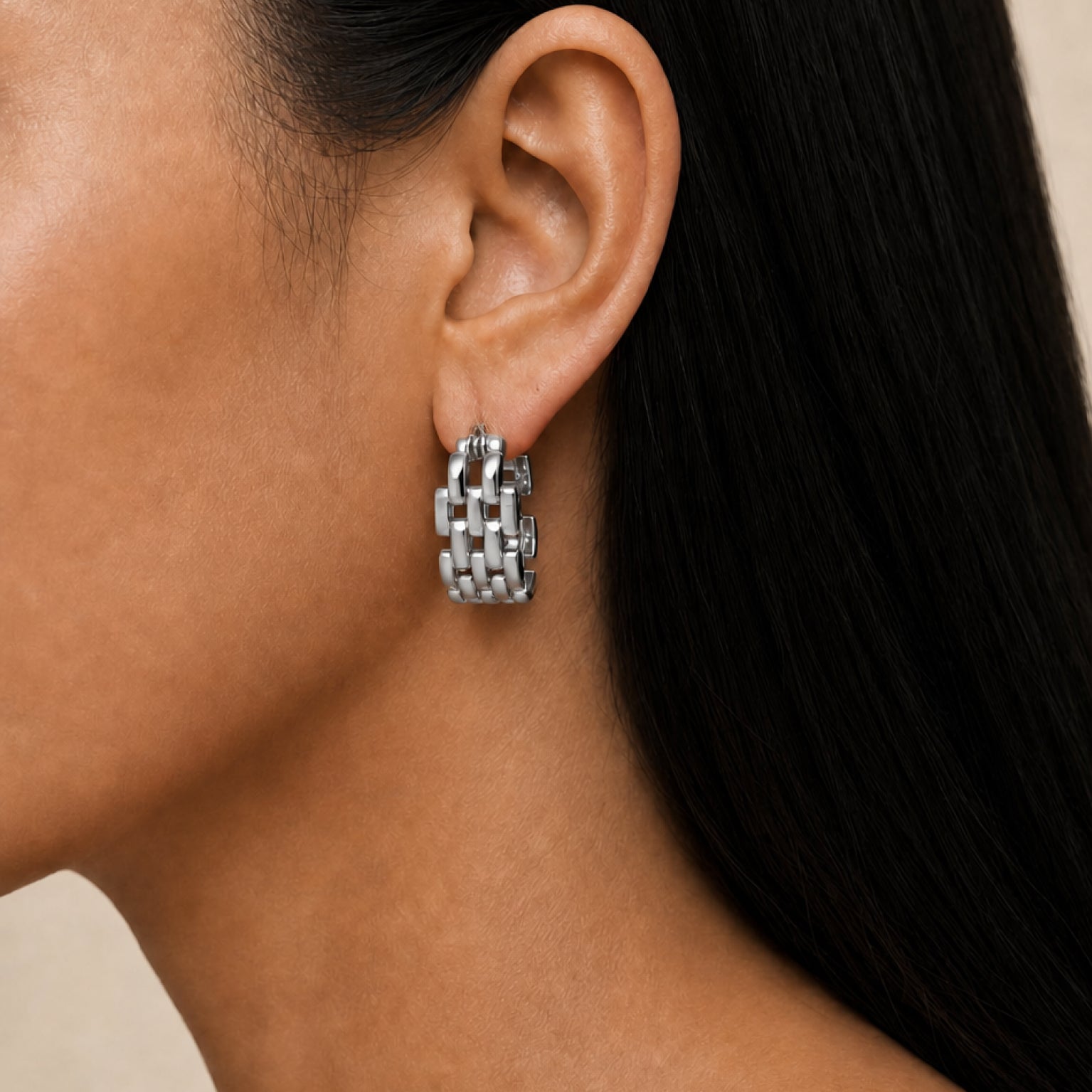 Rome Chain Silver Earrings Large