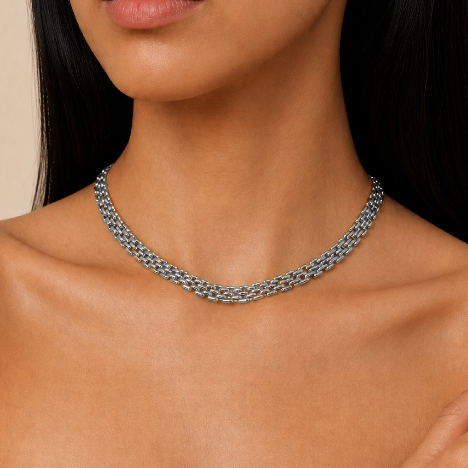 Rome Chain Silver Necklace Large