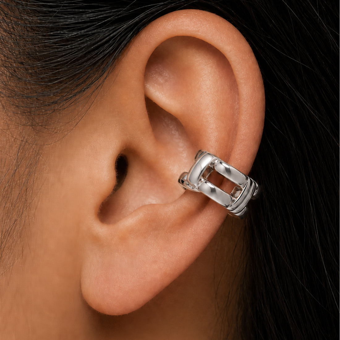 Rome Chain Silver Ear Cuff