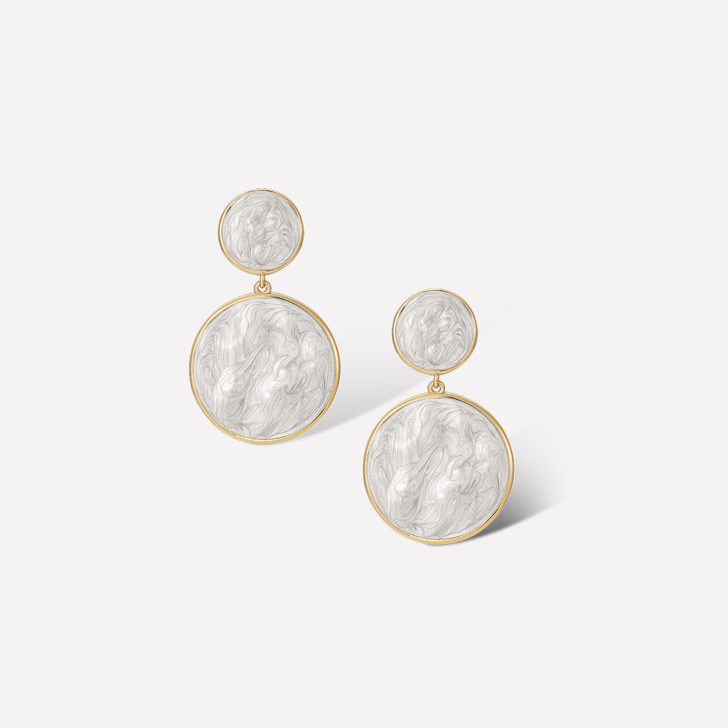 White Enamel Ripple Drop Earrings(Pre-order)
