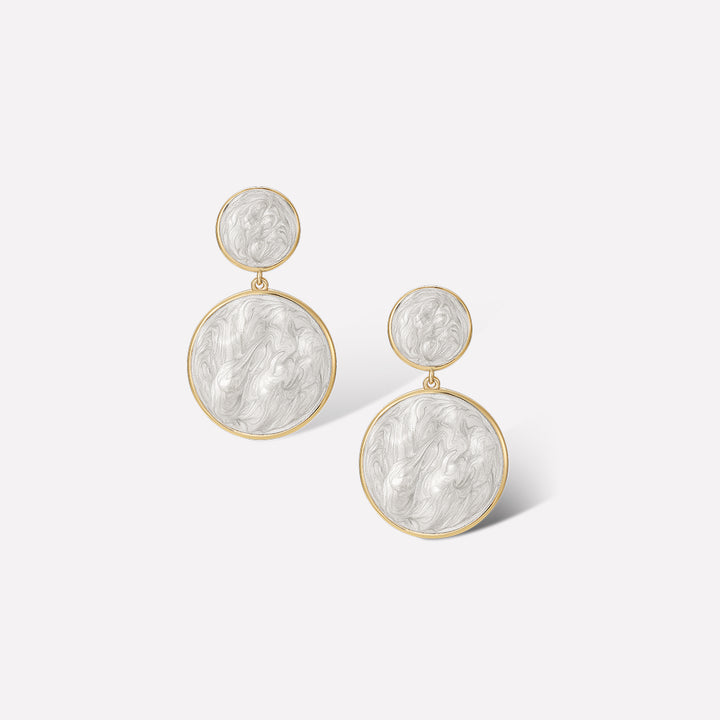 White Enamel Ripple Drop Earrings(Pre-order)