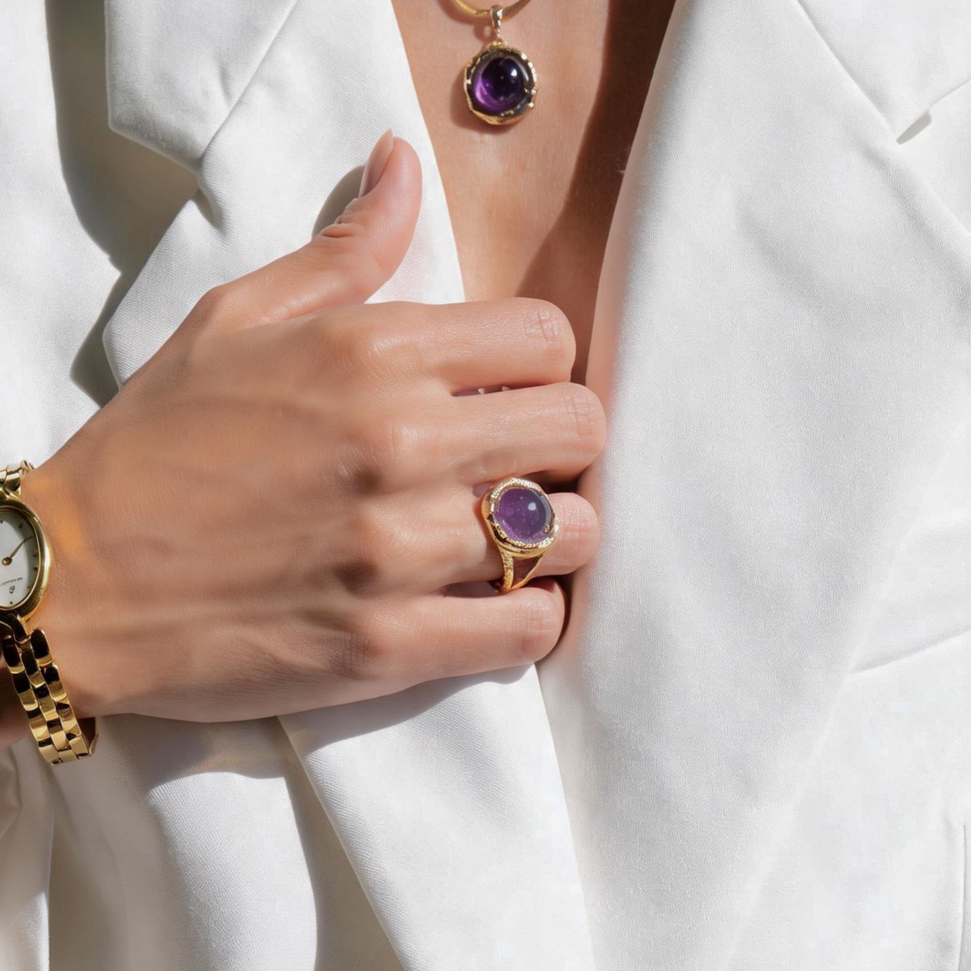 Aeolian Whispers Amethyst Ring