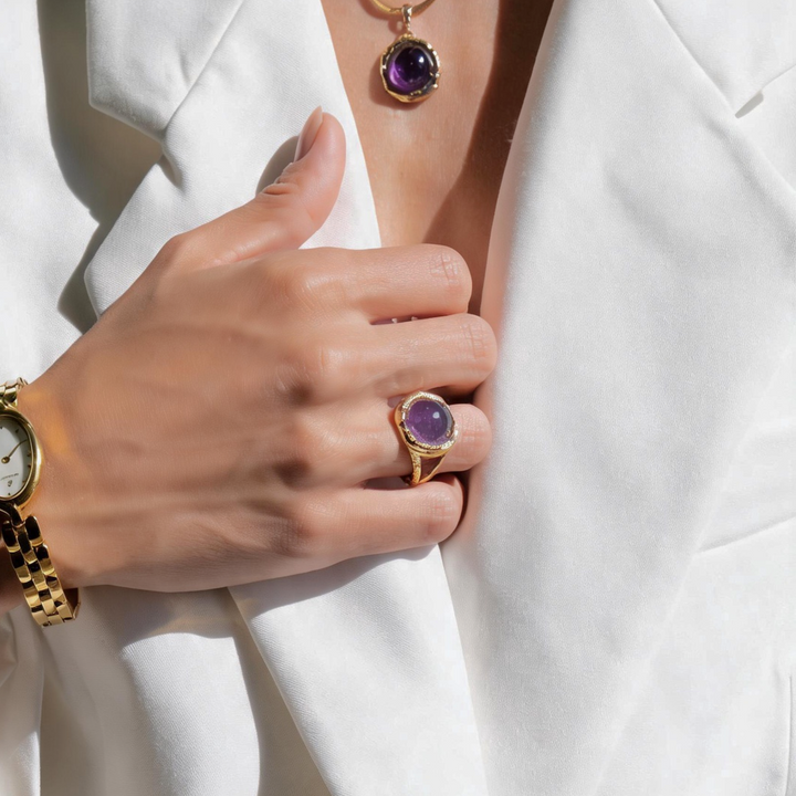 Aeolian Whispers Amethyst Ring