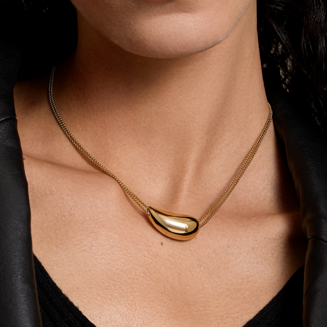 Collier Pendentif - Plaqué Or Blanc