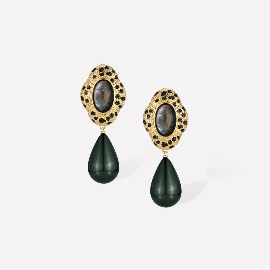 Black Leopard Drop Earrings