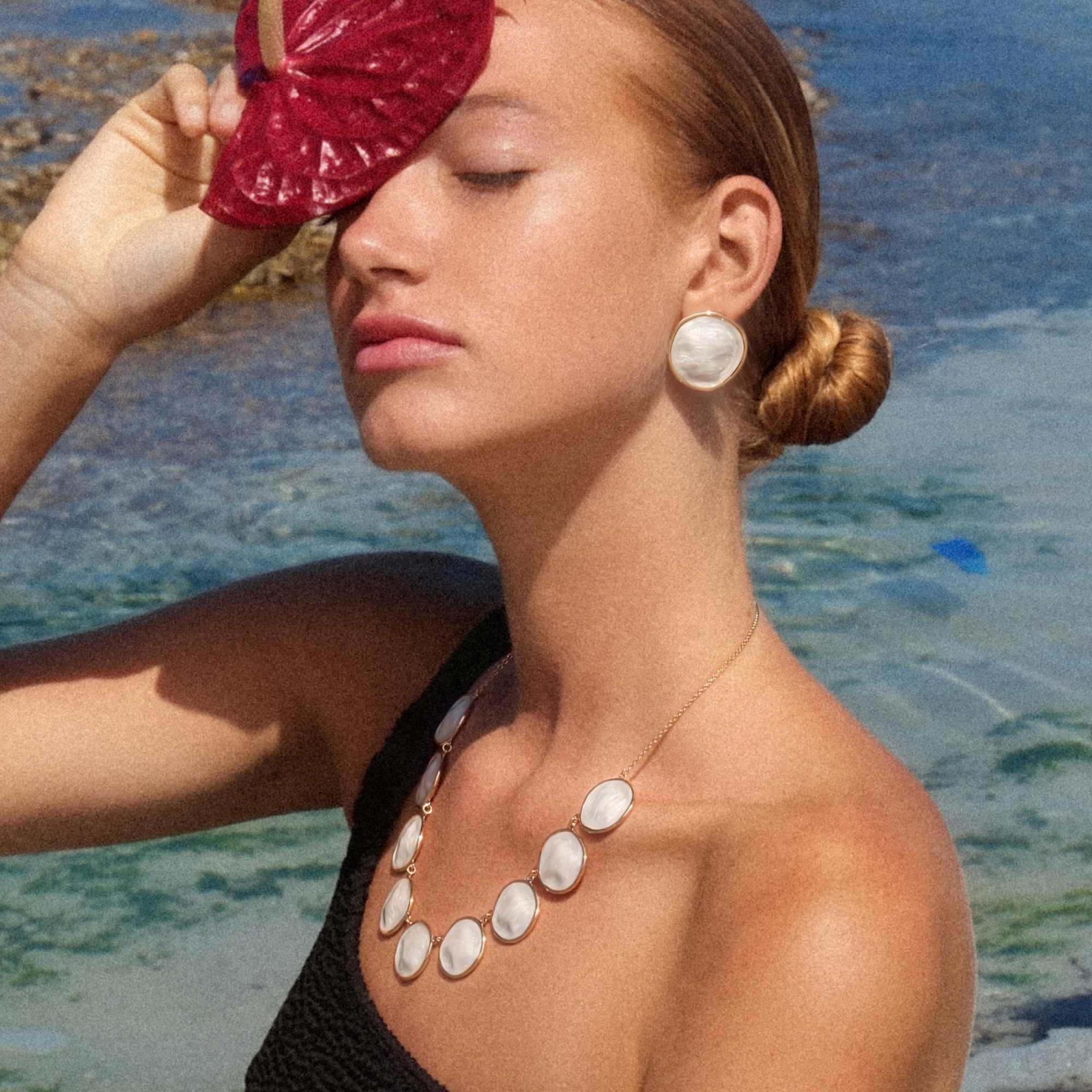 White Enamel Ripple Earrings