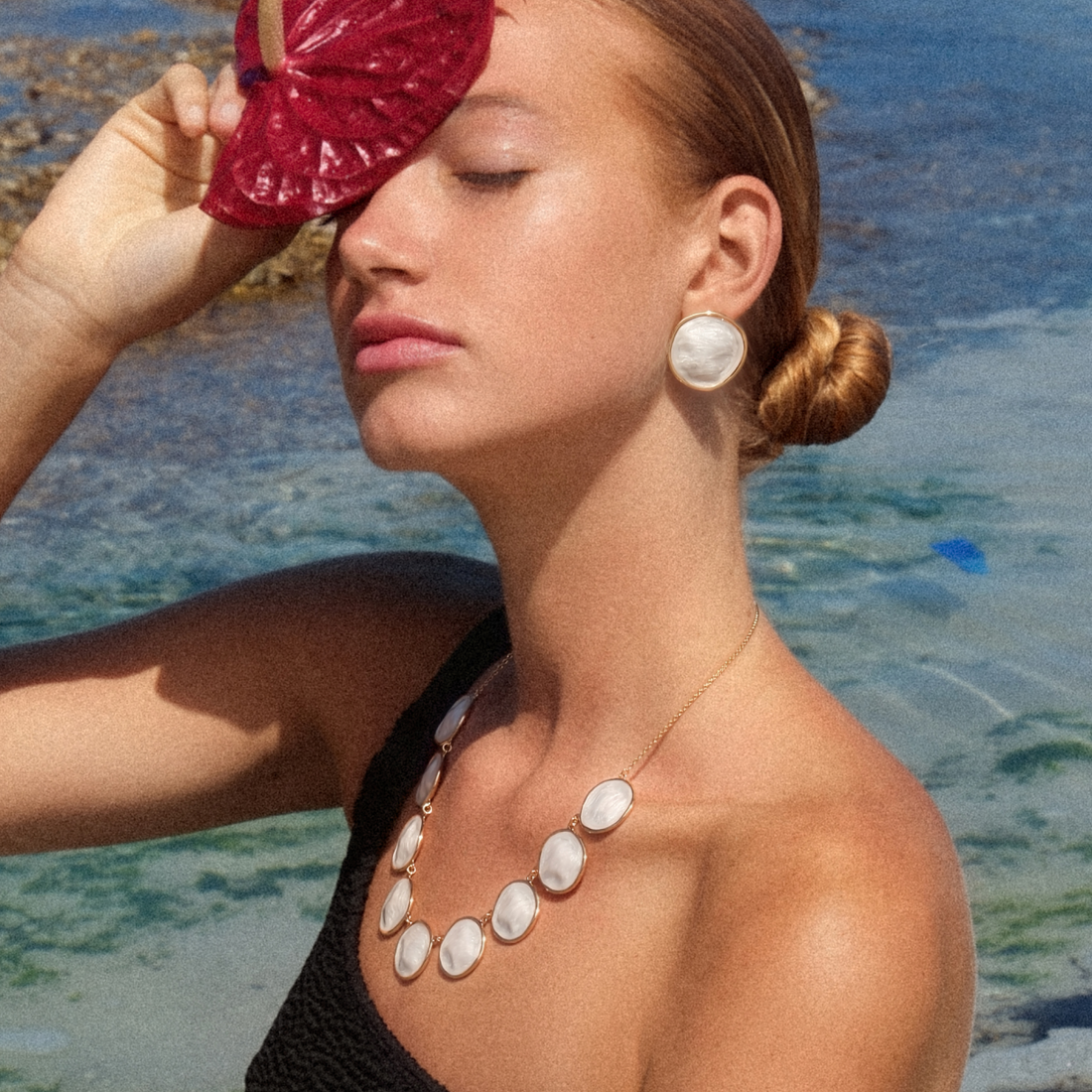 White Enamel Ripple Earrings