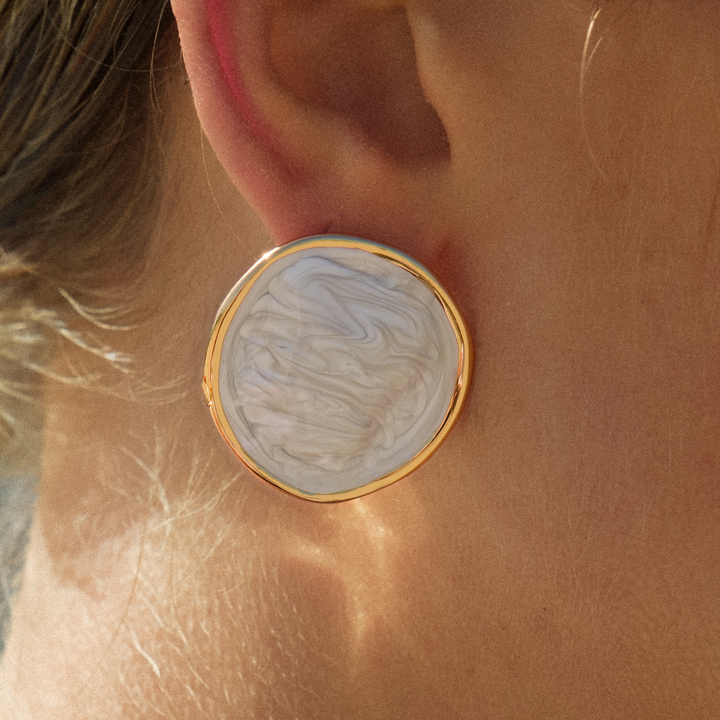 White Enamel Ripple Earrings
