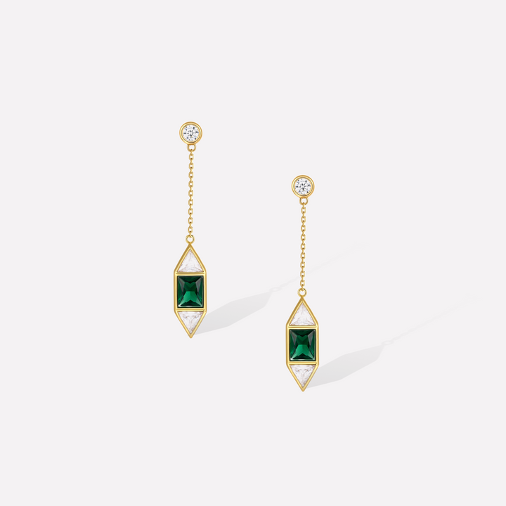 Green Geometry Earrings