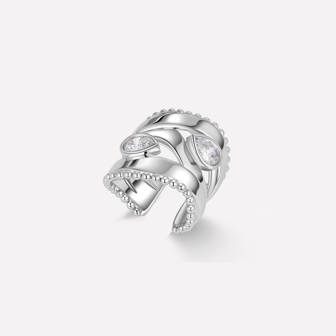 White Gold Plated Droplets Ring