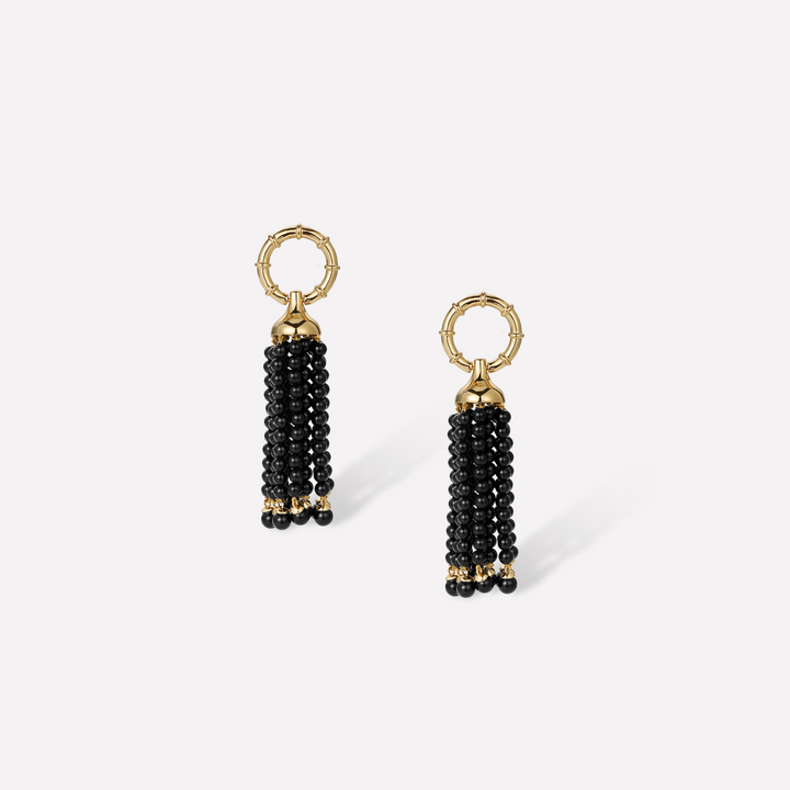 Black Agate Tassel Earrings