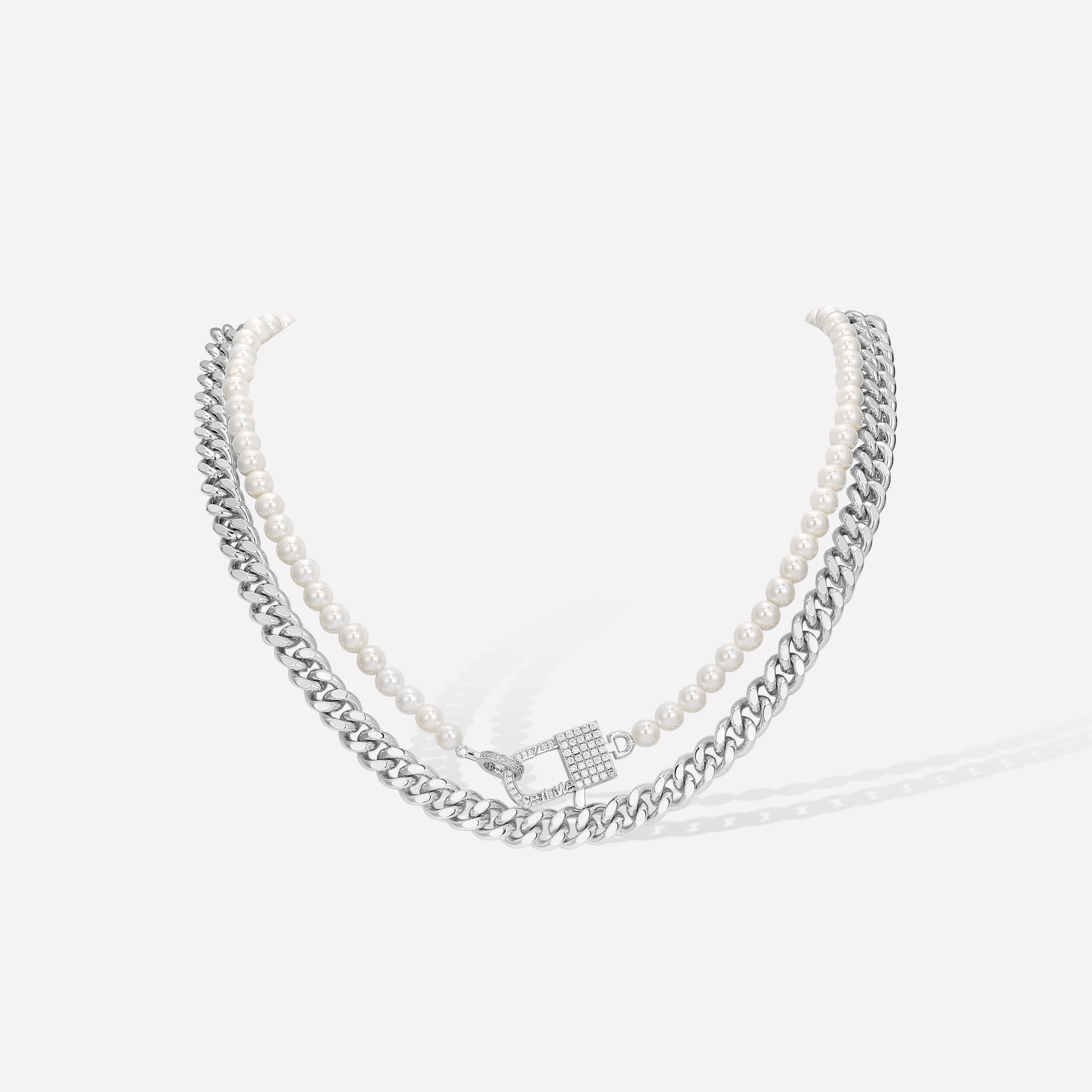 White Gold Plated Twin Necklace