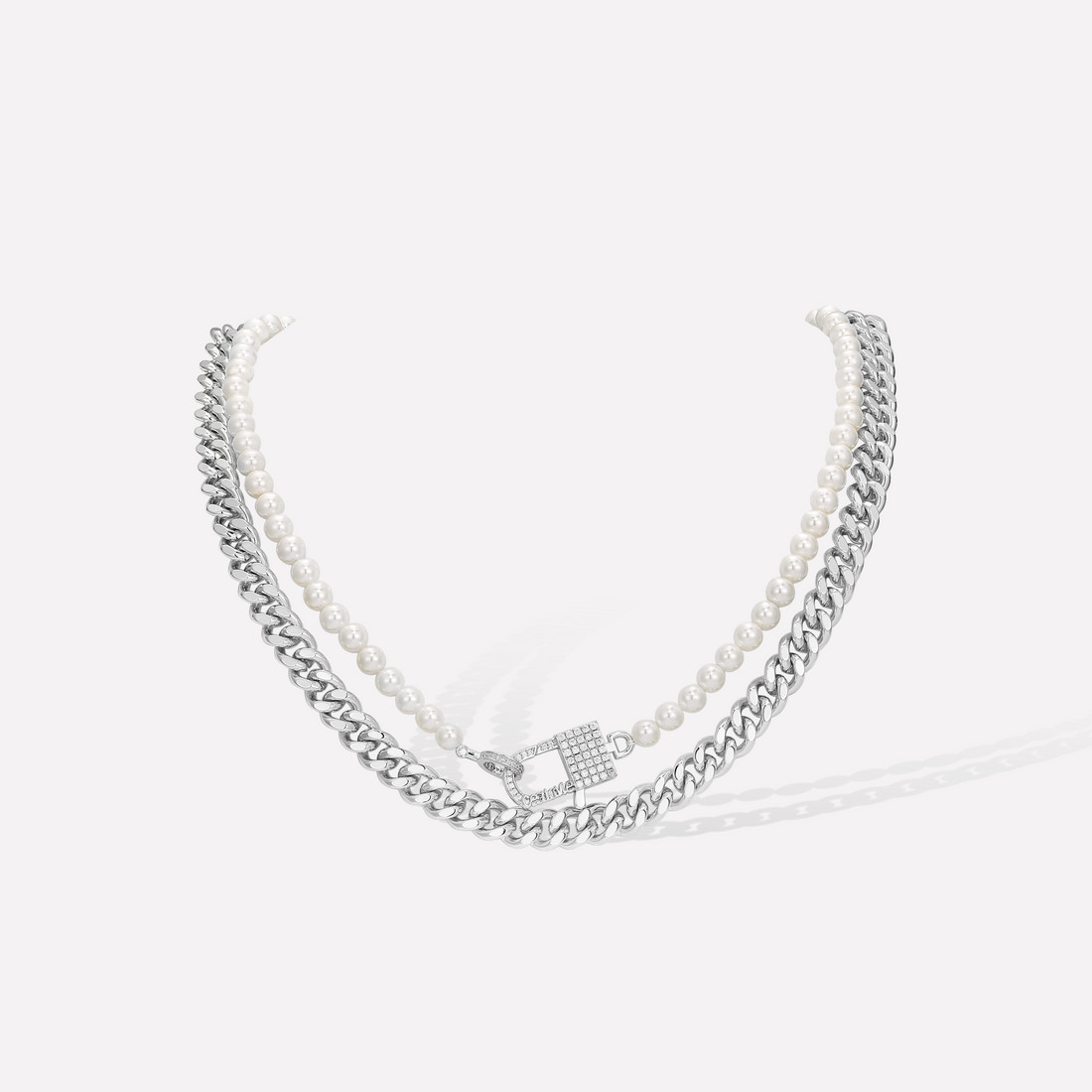 White Gold Plated Twin Necklace