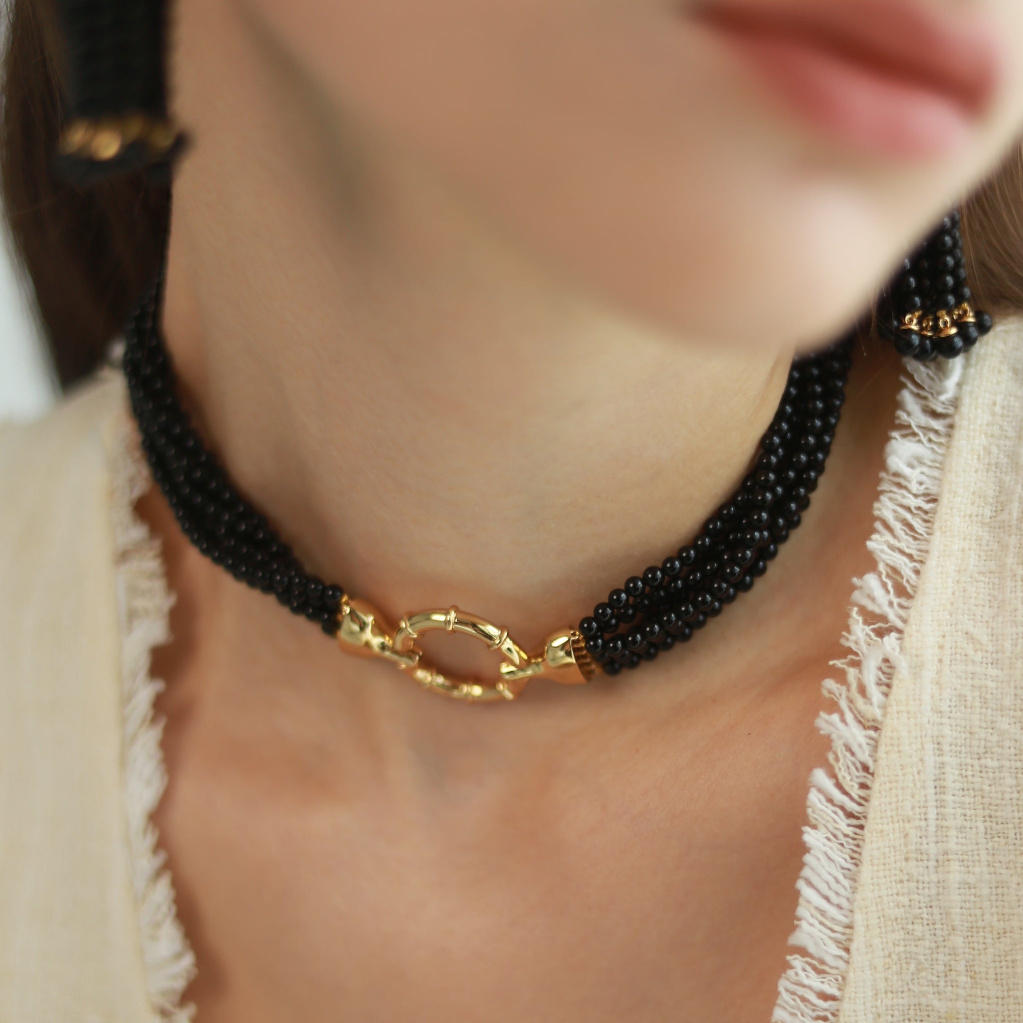 Black Agate Tassel Necklace