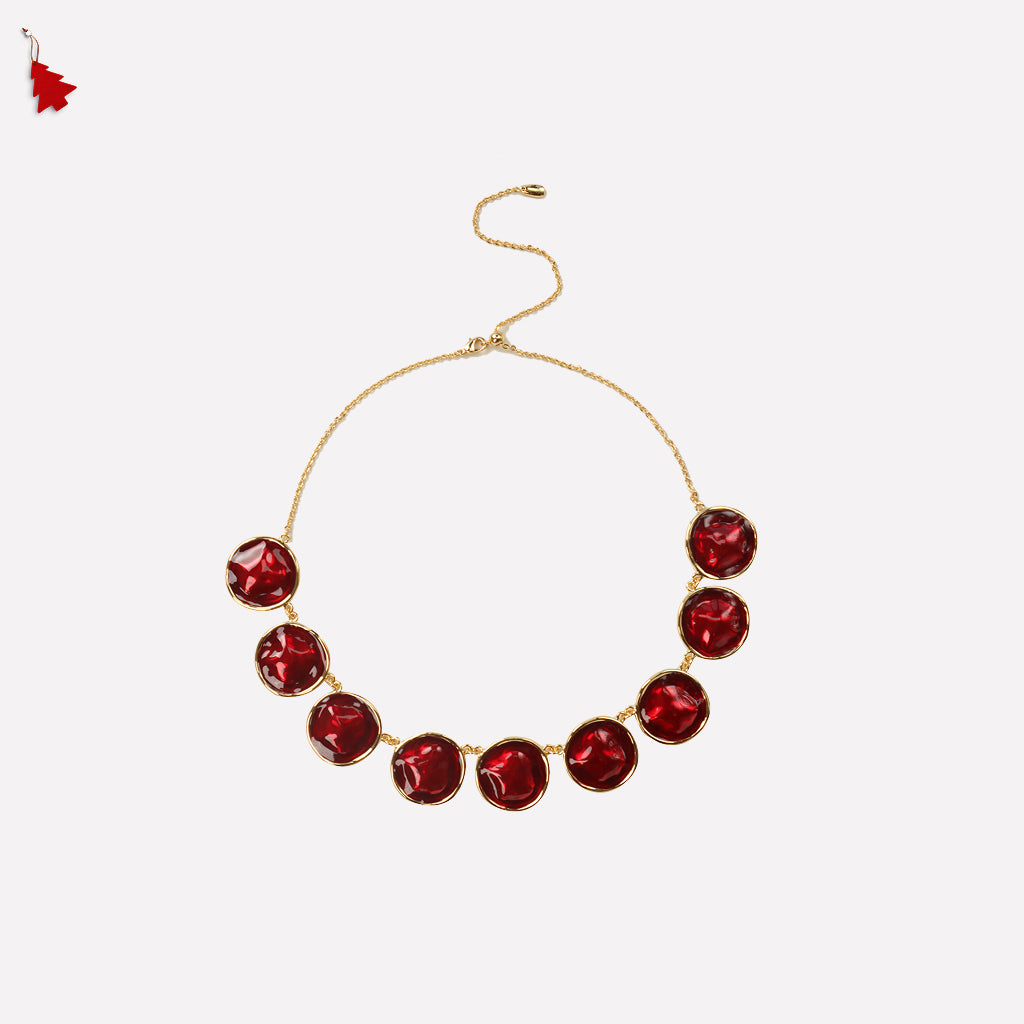 Red Enamel Ripple Necklace