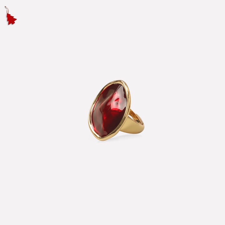 Red Enamel Ripple Ring