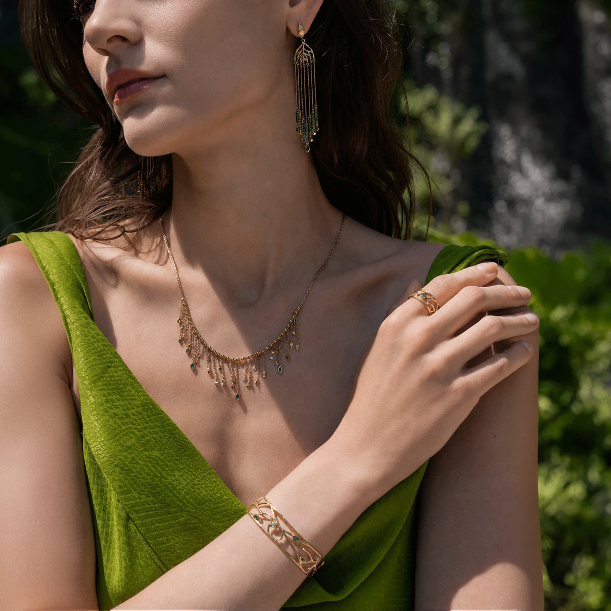 Verdant Whisper Tassels Necklace