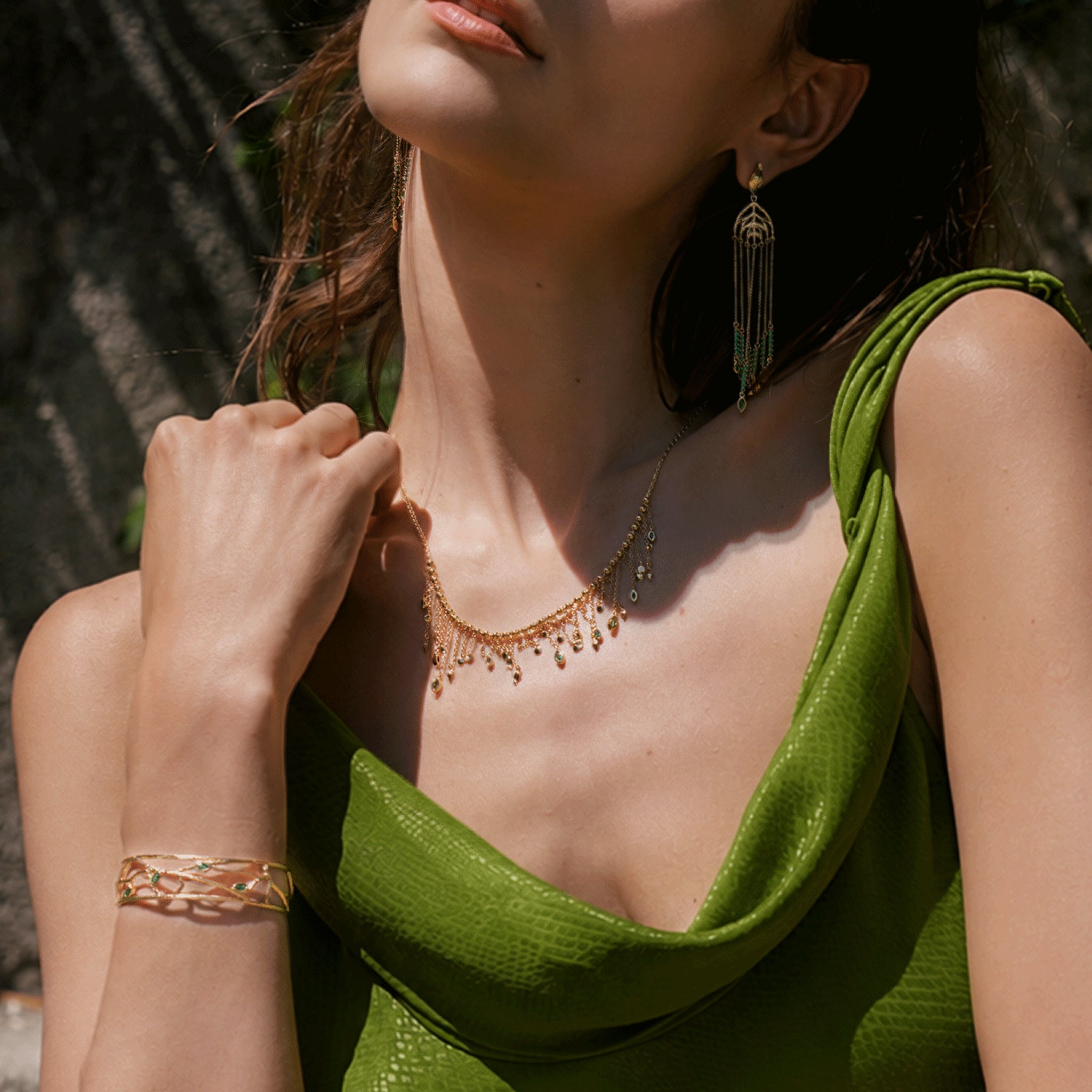 Verdant Whisper Tassels Necklace