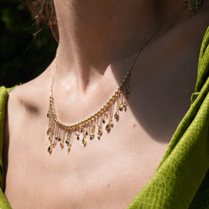 Verdant Whisper Tassels Necklace