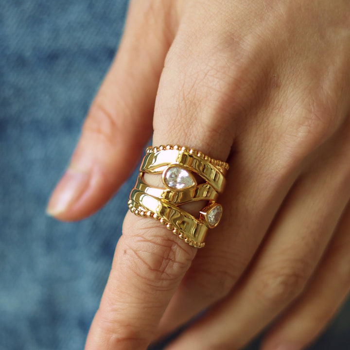 Gold Plated Droplets Ring