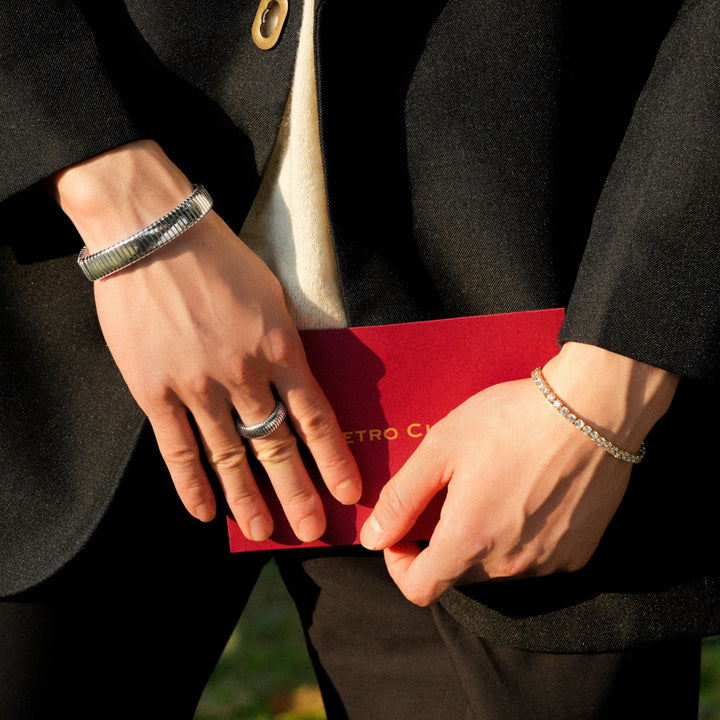 Wide Gladiatorl Minimalist Silver Bracelet