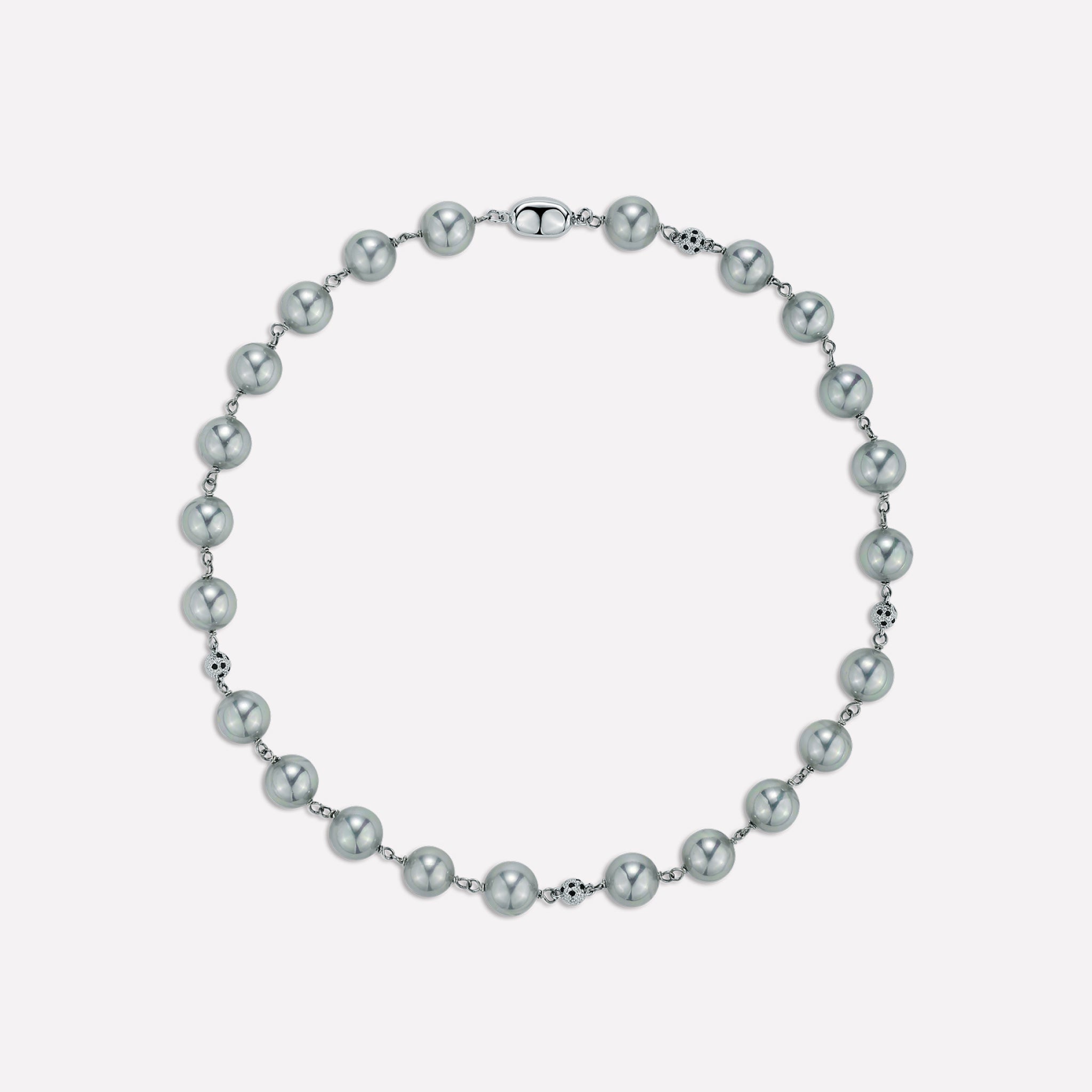 Leopard Shell Pearl Necklace - Light Gray